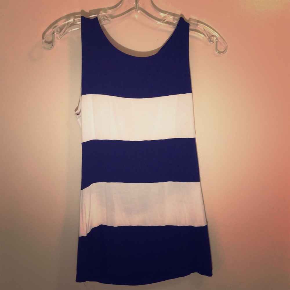 Navy and white Philosophy tank! Very flattering!